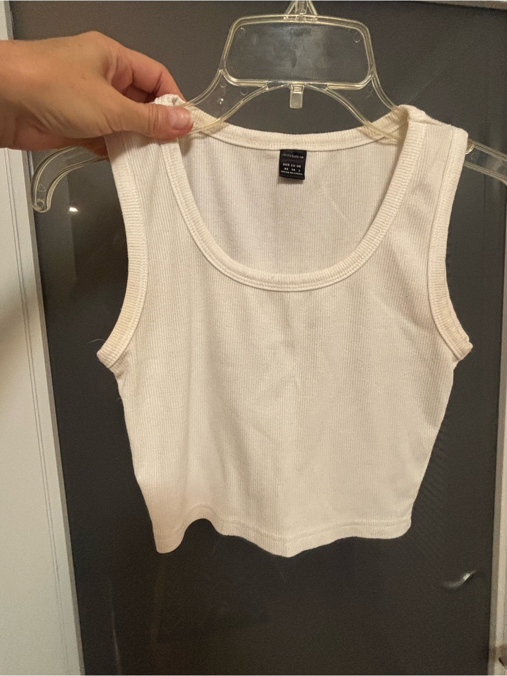 SHEIN White Ribbed Scoop Neck Tank Top